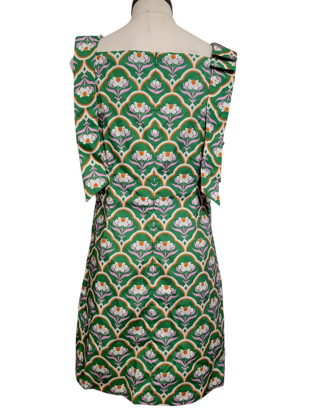 Entro Green Floral Mini Dress with Tie Shoulder Detail Size M - Picture 9 of 12